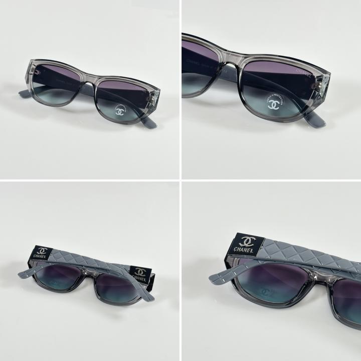 Chaneel Unisex Grey Green Sunglasses - Women