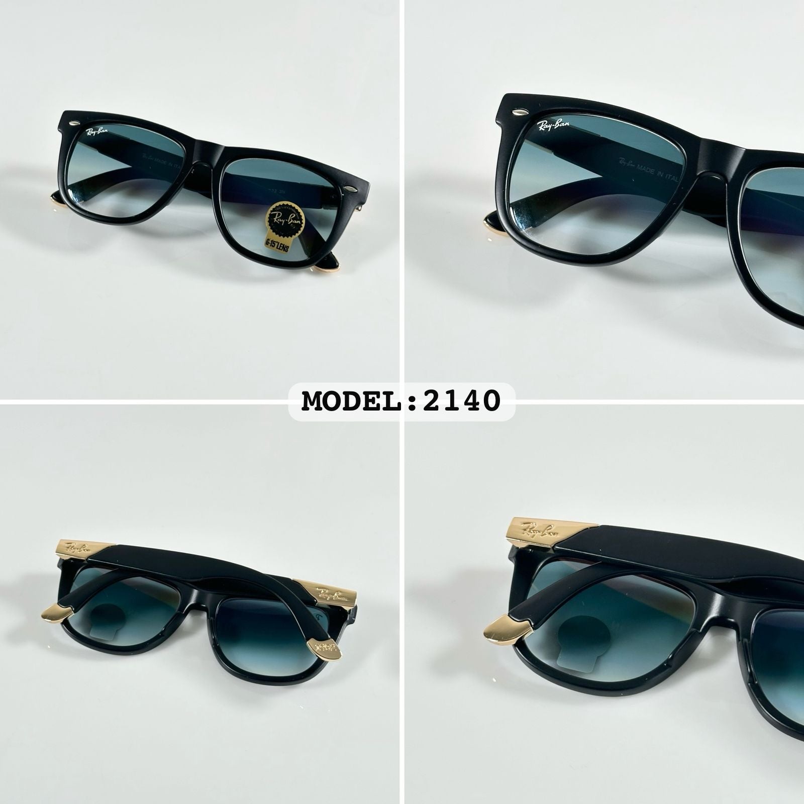 RAYBANN 2140 GOLD BLACK BLUE DC GLASS