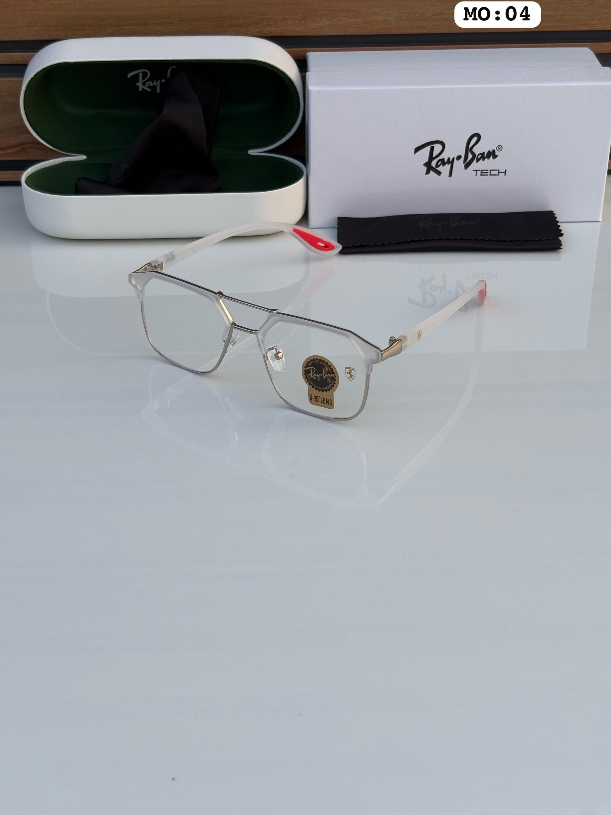 Raybann 04 Silver/Transparent Red tip