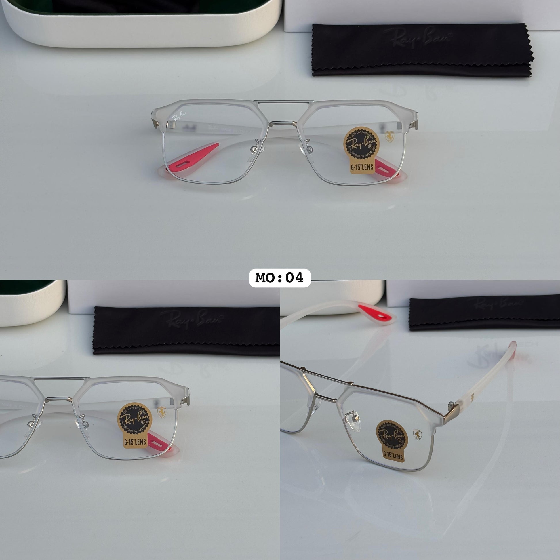 Raybann 04 Silver/Transparent Red tip